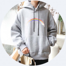 Áo hoodie có mũ nam Cầu Vồng Cầu Vồng Hình Cơ Bản Phù Hợp Với Mũ Slim Fit Áo Thun Dài Tay Hàng Ngày Mùa Đông