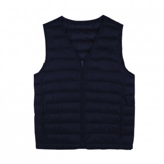 Áo vest unisex cổ chữ V trơn có khóa kéo đệm đệm màu xanh nước biển