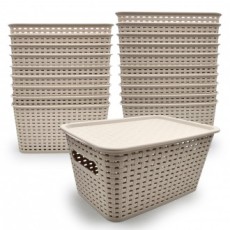 Giỏ đựng nắp họa tiết mây nhỏ màu ngẫu nhiên 20 miếng (27,2x19,5x13,7cm)