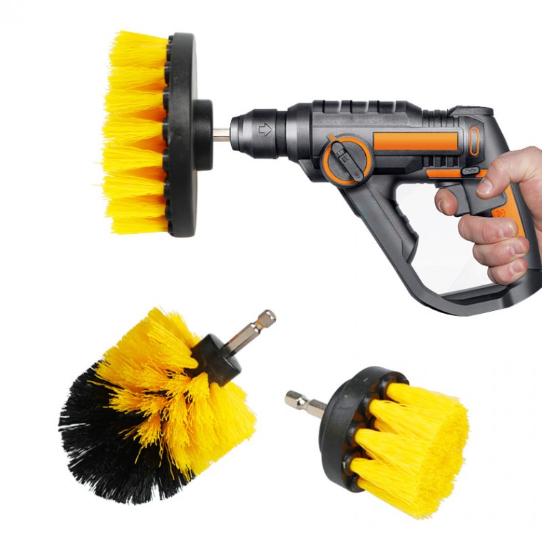 Phòng tắm Nhà vệ sinh Sàn gạch Kẽ hở Máy khoan điện Kết nối làm sạch Tap Brush Bộ 3 bàn chải M10679