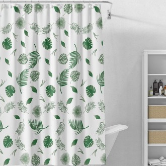 Rèm tắm họa tiết lá xanh (150x180cm) Vỏ bồn tắm