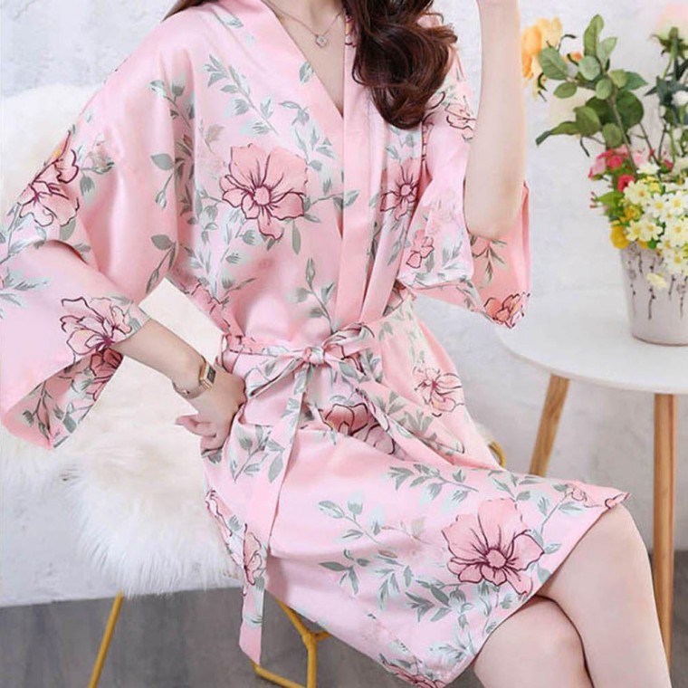 Nữ Phong Cách Hoa Họa Tiết Hoa Văn Khay Áo Dây Áo Choàng Khăn Lụa Tắm Microfiber Xông Hơi