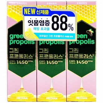 Kem đánh răng gia đình Median Green Propolis Hương đào tươi 100g x 3