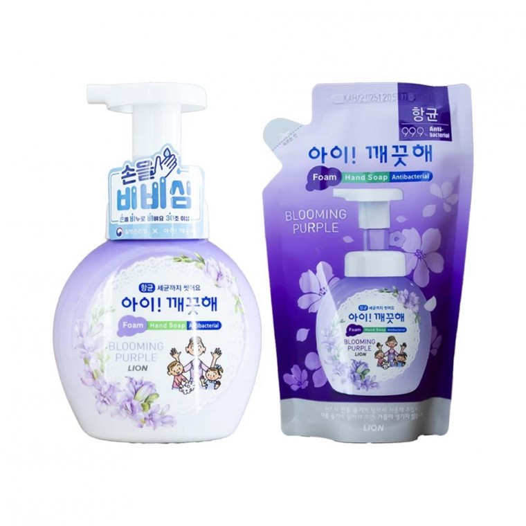 Xà phòng rửa tay Kids Clean Bọt kháng khuẩn Original và Refill Blooming Purple