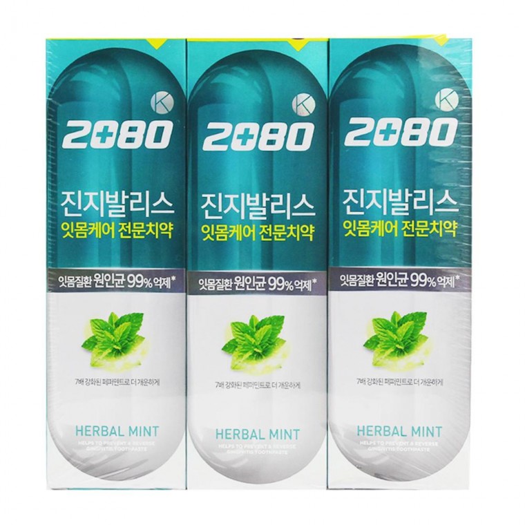 2080 Kem Đánh Răng Gingivalis Đặc Biệt Herble Bạc Hà 120gx3