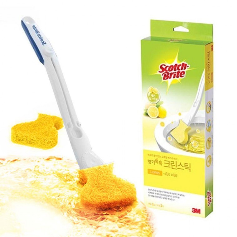 Bàn chải làm sạch bồn cầu 3M 3649 Clean Stick hương chanh Tay cầm 1 Đổ lại 2