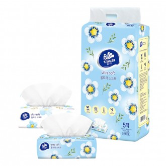 Khăn giấy làm đẹp Binda Ultra Soft Pack 2 lớp 150 tờ x 5 gói