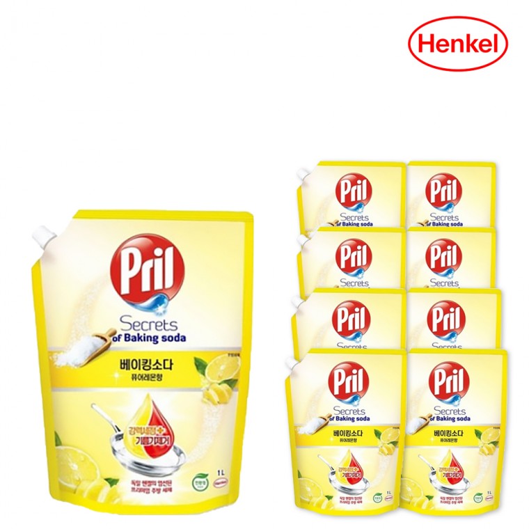 Henkel Frill Baking Soda Pure Lemon 1L x 8 chất tẩy rửa chén có thể đổ lại chất tẩy rửa đậm đặc của Đức cho vết dầu