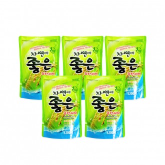 Nước rửa nhà bếp tốt cho thiên nhiên (1.2kg nạp thêm) - 5 miếng Nước rửa chén, 1 loại nước rửa rau củ quả, rửa chén an toàn, chiết gạo