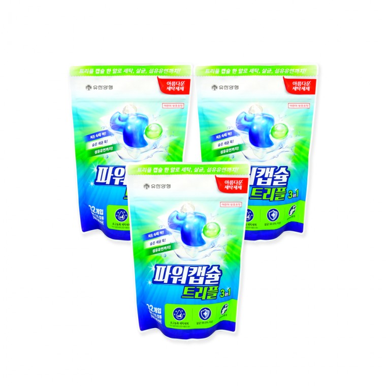 Yuhan Power Capsule Triple Bột giặt 3in1 (32 miếng) - 3 miếng Bột giặt đẹp Bột giặt dùng cho lồng giặt thông thường Bột giặt dạng viên