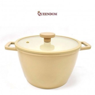 Nồi đôi phủ gốm Latte nội địa DS Queendom Nồi cảm ứng 24cm