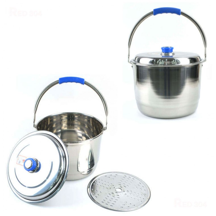 Bình nước cắm trại inox, nồi rửa, nồi luộc, xô, nồi gấu, nồi hấp, nồi hấp dung tích khoảng 10L 12L 14L 18L 22L 26L