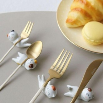 Neko Chopstick Rest 4P Set Muỗng Giá Đỡ Nĩa Bộ đồ ăn