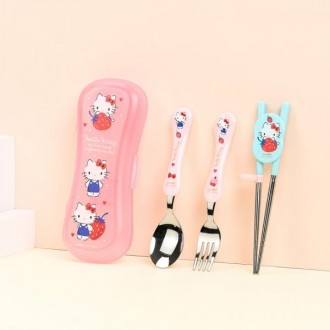 Bộ hộp đựng đũa thìa nĩa Sanrio Hello Kitty