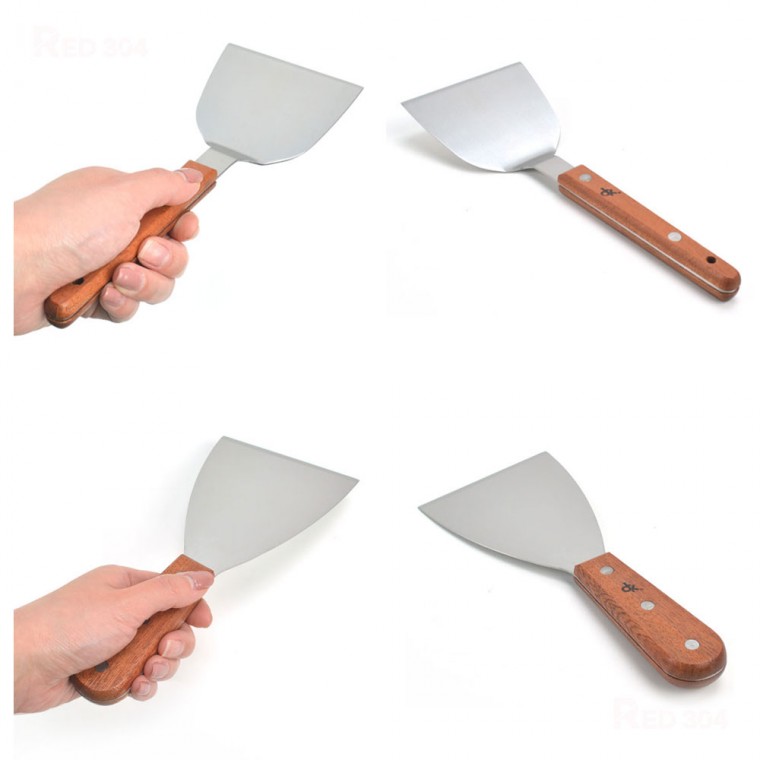 Thép không gỉ bánh kếp hành lá Hamburger patty flipper Flipper Tấm sắt Dụng cụ cạo Hera Tổng chiều dài 21,5cm 22,9cm 24cm 27cm