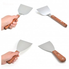 Thép không gỉ bánh kếp hành lá Hamburger patty flipper Flipper Tấm sắt Dụng cụ cạo Hera Tổng chiều dài 21,5cm 22,9cm 24cm 27cm