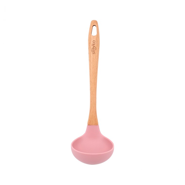 muôi silicone tay cầm bằng gỗ silyko (màu ngẫu nhiên) muôi nhà bếp muôi nấu ăn