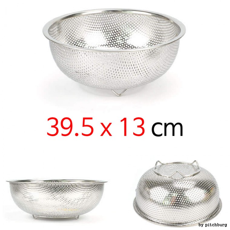 Rây lọc tròn inox STL rổ rây rau củ thoát nước số 8 39.5x13cm 1p