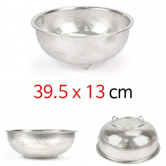 Rây lọc tròn inox STL rổ rây rau củ thoát nước số 8 39.5x13cm 1p