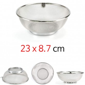 Rây lọc tròn inox STL rổ rây rau củ 23x8.7cm 1p