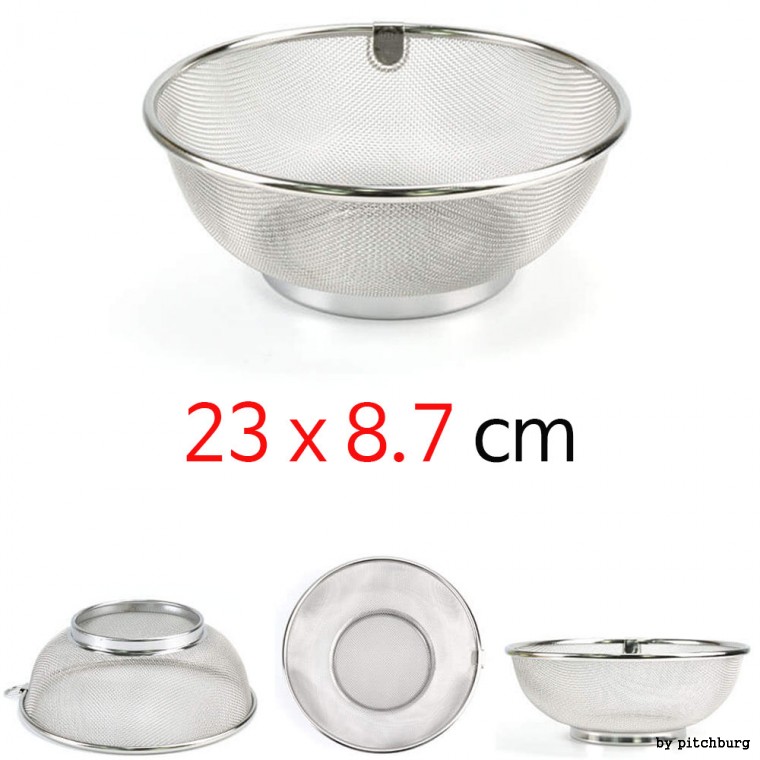 Rây lọc tròn inox STL rổ rây rau củ 23x8.7cm 1p