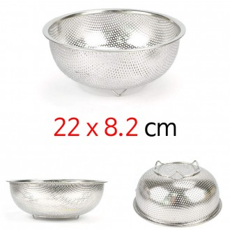 Rây lọc tròn inox STL rổ rây rau củ thoát nước số 3 22x8.2cm 1p