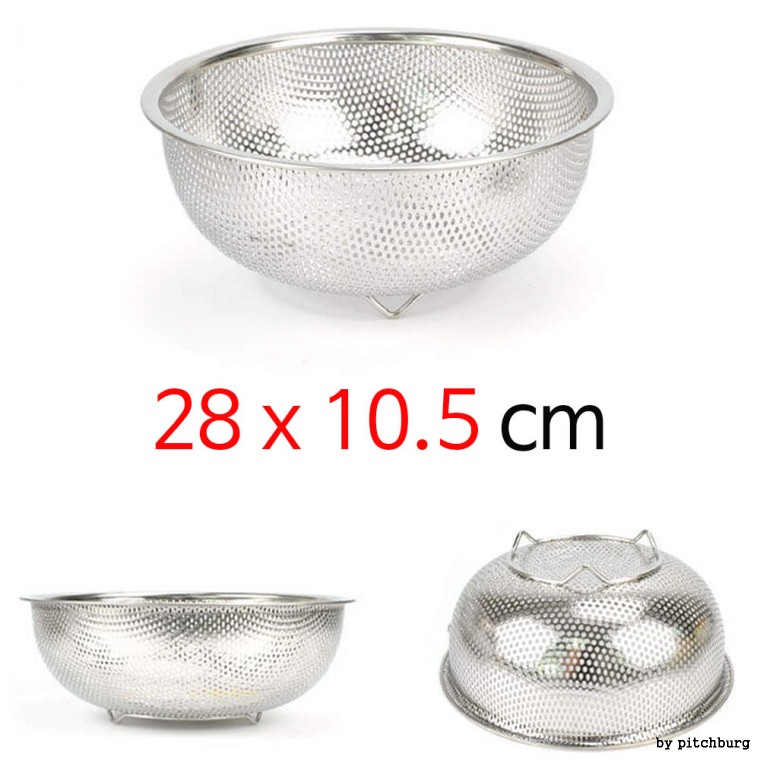 Rây lọc tròn inox STL rổ rây rau củ thoát nước số 5 28x10.5cm 1p