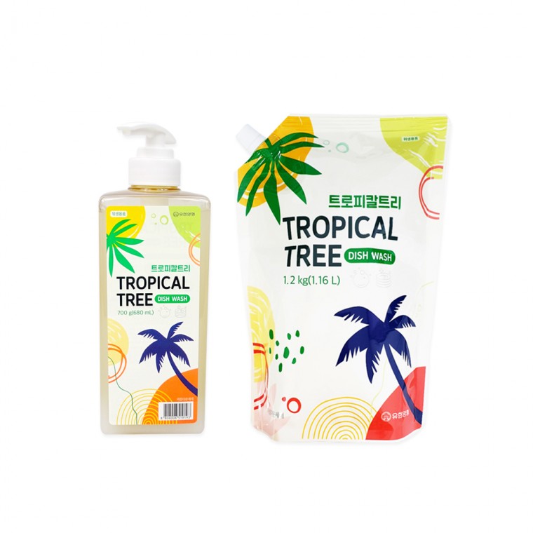 Yuhan Corporation Nước rửa chén Tropical Tree (sản phẩm chính 700g + 1,2kg nạp lại) Chất tẩy rửa nhà bếp rửa trái cây rửa chén loại bỏ dầu mỡ nạp lại 1 bộ