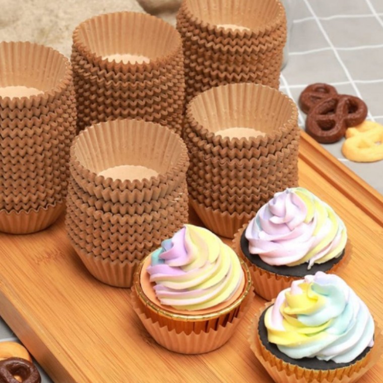 Giấy nướng bánh Muffin Giấy nến tráng giấy Kraft 100 tờ