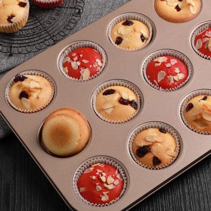 Khuôn làm bánh muffin thiếc khuôn làm bánh tại nhà làm bánh kẹo 12 miếng