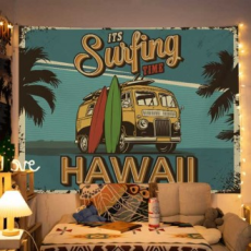 Poster màn hình vải lướt sóng kiểu Hawaii treo tường (Cỡ 4)