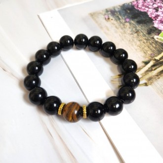 Vòng tay hạt cầu nguyện Obsidian 12mm