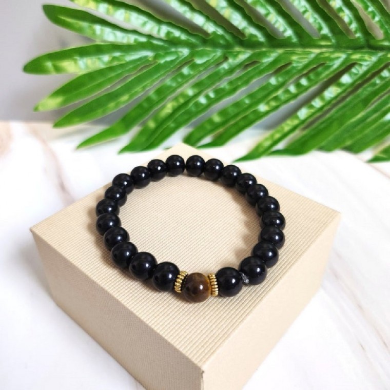 Vòng tay hạt cầu nguyện Obsidian 10mm