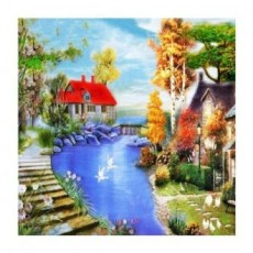 Trang sức Cross Stitch DIY Blue Lakeside Garden 30x30