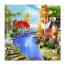 Trang sức Cross Stitch DIY Blue Lakeside Garden 30x30