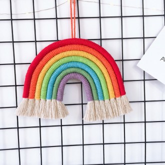 Rainbow Macrame Trang trí tường Trang trí phòng trẻ em Phụ kiện nội thất