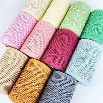 Dây cotton nguyên chất màu Macrame 1mm - 4mm