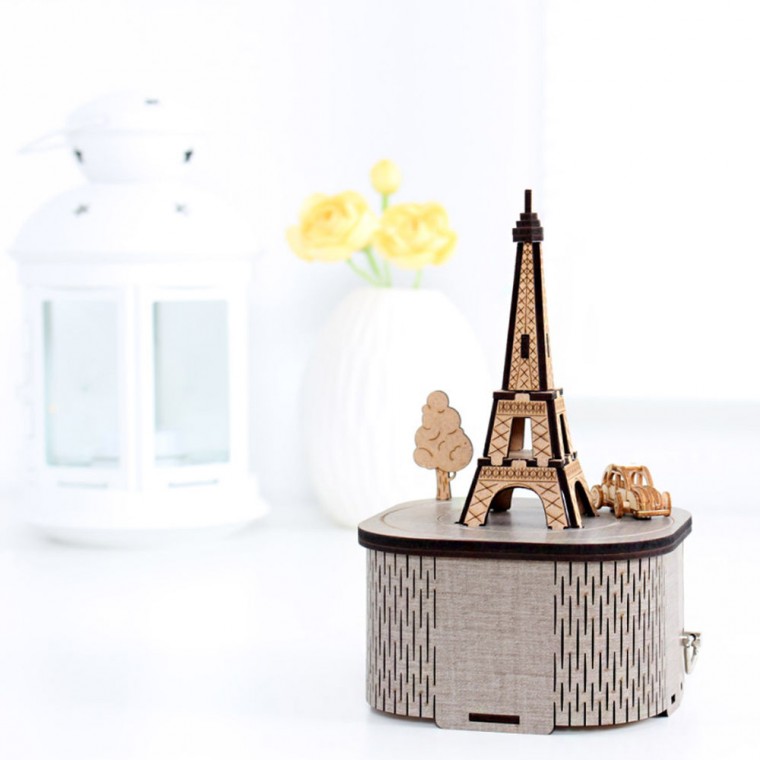 Hộp Nhạc Yeonggongbang Làm Hộp Nhạc Gỗ Xoay DIY Tháp Eiffel Paris (YM955)