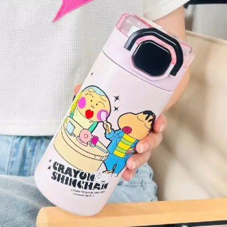 Cốc Rơm Màu Crayon Shin-chan 560ml-Hồng