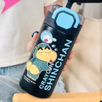 Cốc Rơm Màu Crayon Shin-chan 560ml-Đen