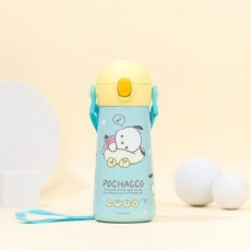 Bình nước Sanrio Pochacco 460ml Dây đeo vai một chạm Bình giữ nhiệt đôi