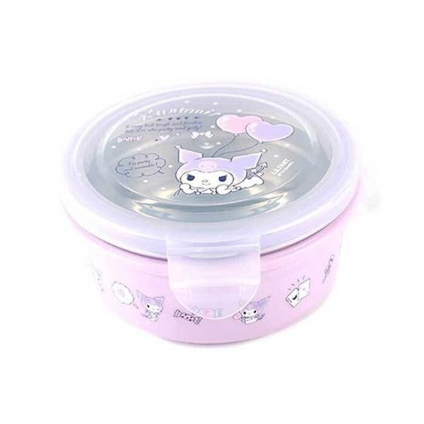 Sanrio Kurumi Hộp cơm trưa tròn bằng thép không gỉ kín Hộp đựng đĩa ăn nhẹ Lưu trữ đồ ăn nhẹ