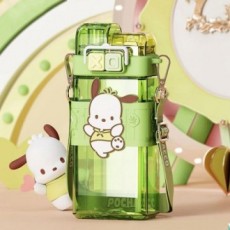 Chai nước có ống hút dài Sanrio Pochacco Double Cap Chai nước cầm tay 520ml