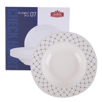 DD Shop Pasta Bowl 4p Set Check Heart (306367)