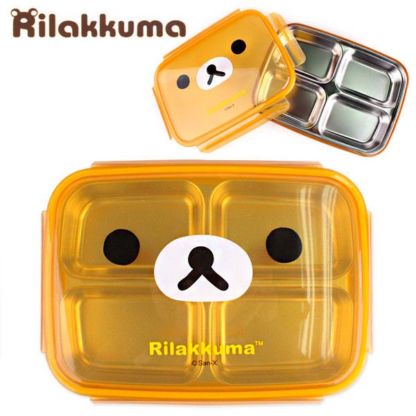 Hộp đựng cơm trưa 4 đĩa inox đôi MJC Rilakkuma (mặt)