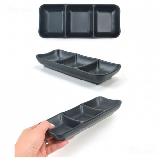 Melamine 3 ngăn Đĩa ăn chung Bát chia tỏi ssamjang giấm xì dầu Nước tương wasabi Bát gia vị dài 19,4cm Số 7