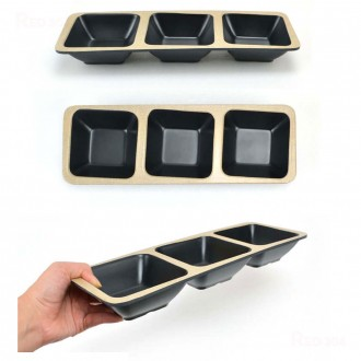 Đĩa chia 3 ngăn Melamine bát chia bát ăn kèm bát ăn kèm tỏi phong cách Hàn Quốc sốt ssam nước tương wasabi chojang jongji món ăn kèm số 17