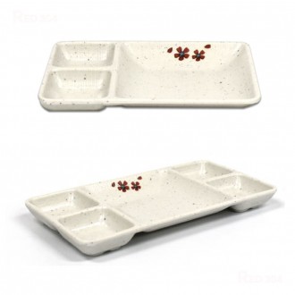 Melamine 3 ngăn 5 ngăn Đĩa chia sẻ đồ ăn nhẹ Đĩa ăn nhẹ kiểu Hàn Quốc đĩa trước nước sốt gia vị món ăn kèm đĩa ăn kèm bát dài 19cm 24,8cm