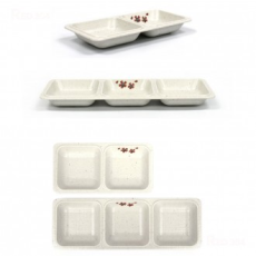 Melamine 2 ngăn 3 ngăn Jonji Đĩa chia sẻ Bát ăn kèm Bát ăn kèm Giấm ssamjang Nước tương Tương gia vị Bát ăn dài 22cm 32,5cm