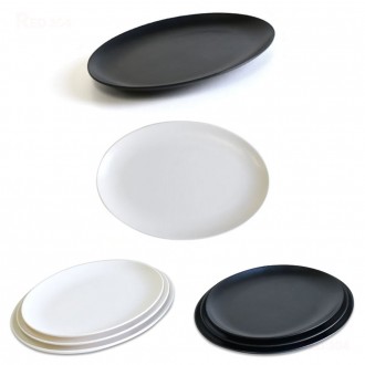 Đĩa ăn melamine hình bầu dục phong cách Hàn Quốc đĩa trước đĩa ăn phụ đĩa thức ăn tự chọn đĩa thịt lợn cốt lết dài 30,4cm 32,8cm 35cm